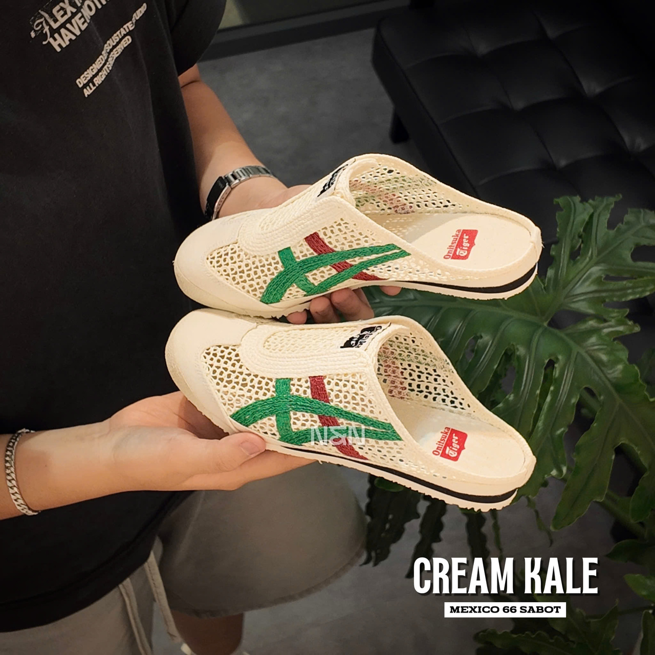 ONITSUKA MEXICO 66 SABOT CREAM KALE