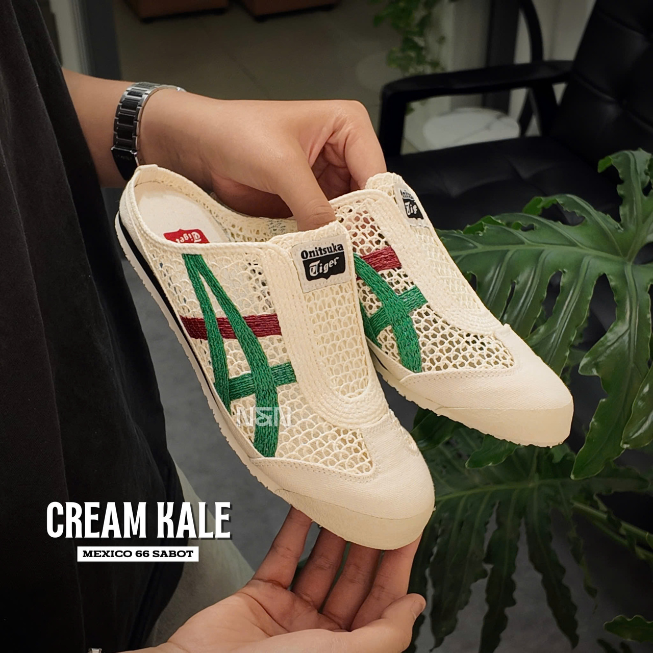 ONITSUKA MEXICO 66 SABOT CREAM KALE